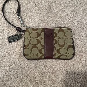 Two tone brown coach wristlet